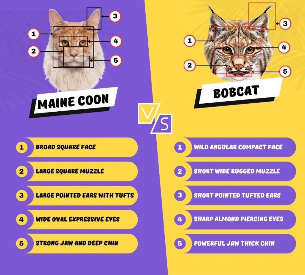Maine Coon vs BobCat Facial Features