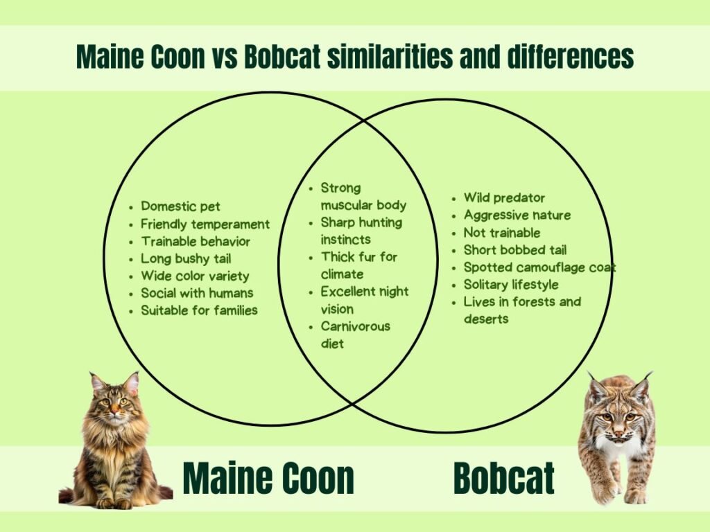 Maine Coon vs Bobcat similarities and differences