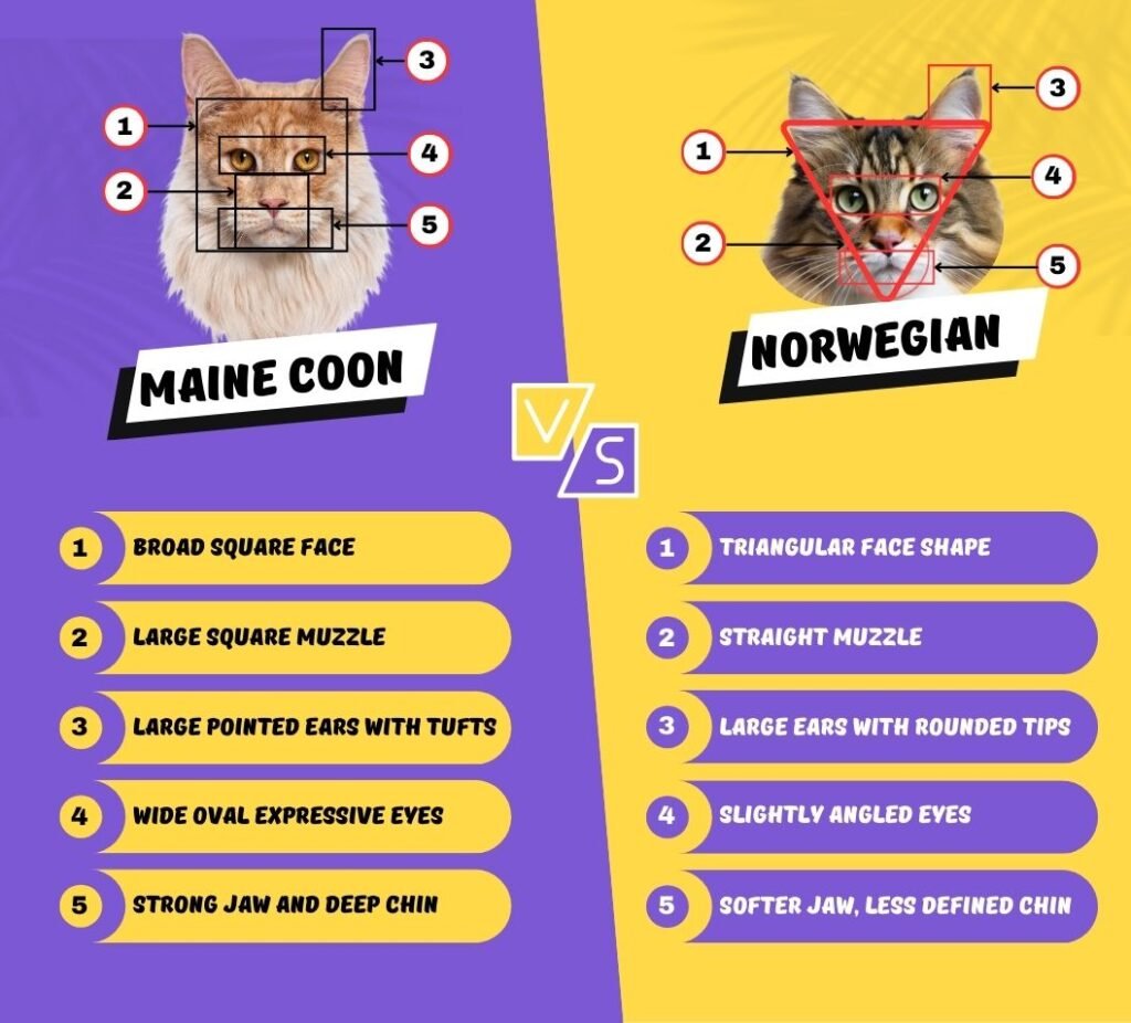 Maine Coon vs Norwegian Forest Cat Facial Features