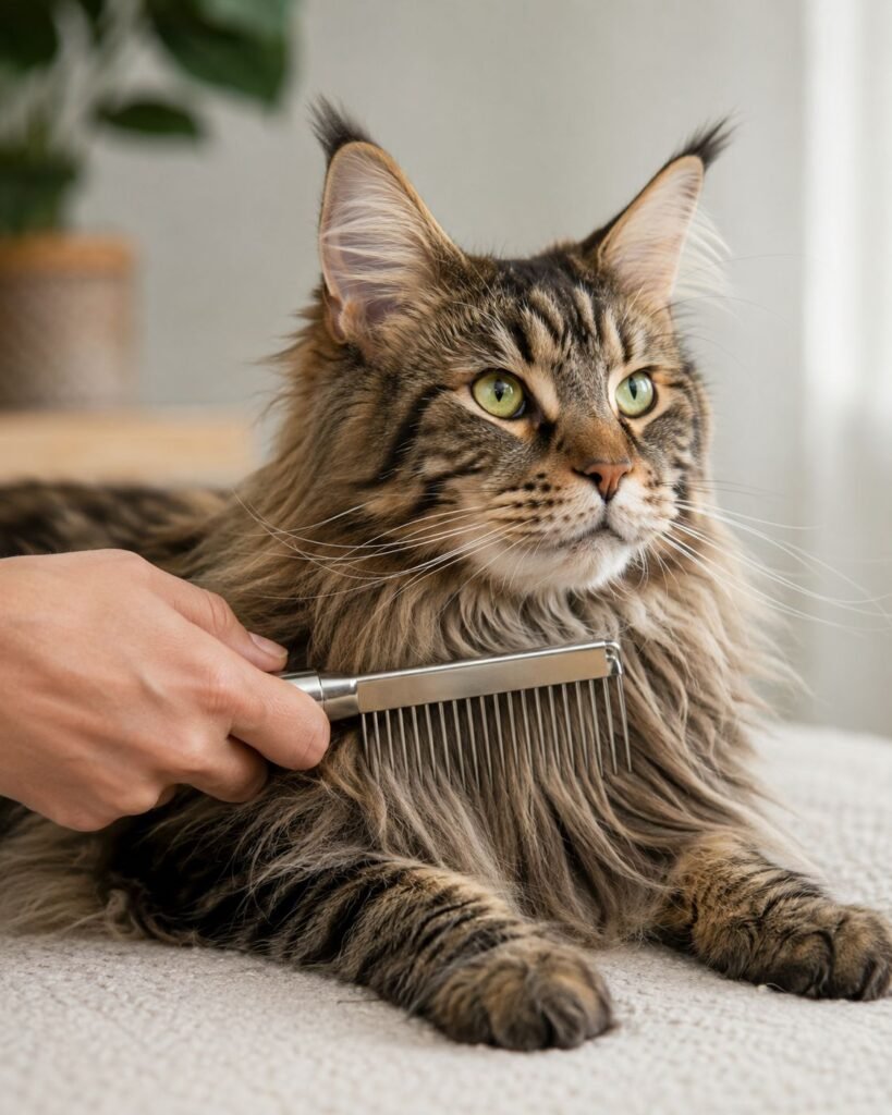 Maine Coon With Wide Tooth Comb