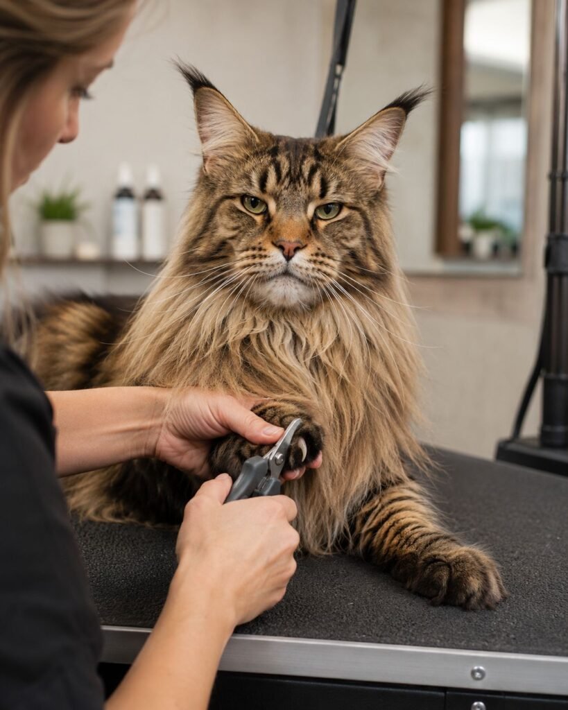 Maine Coon with Nail Clipper