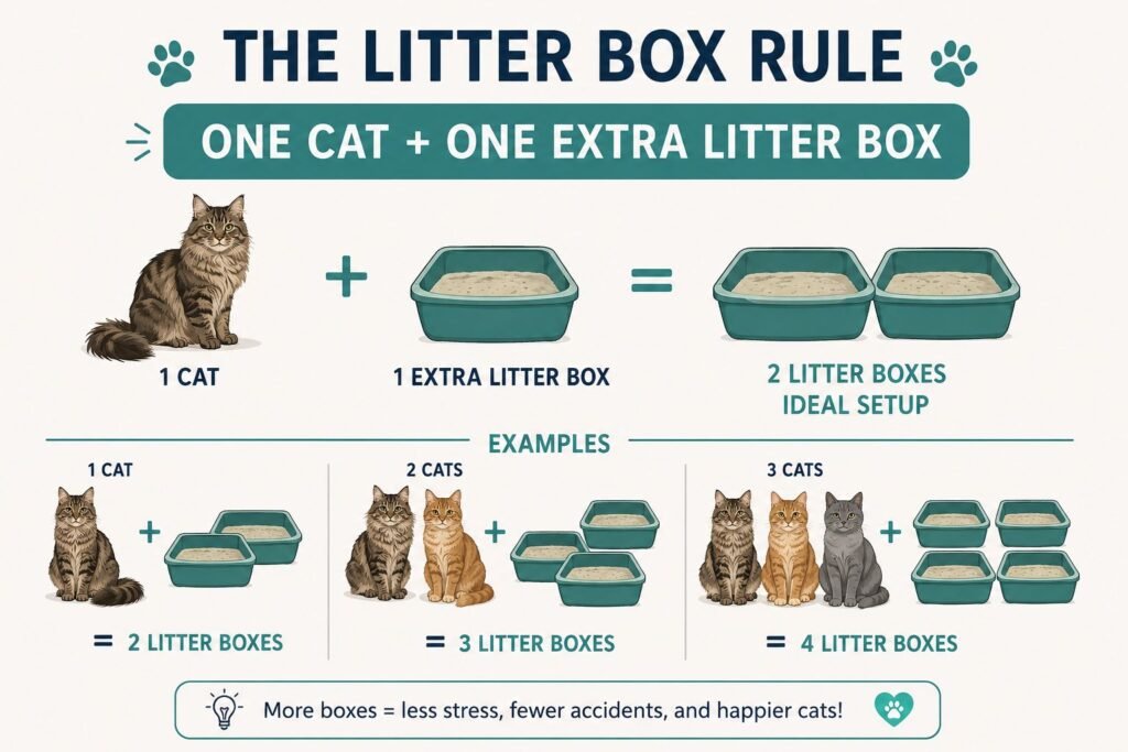 One cat plus one extra litter box rule