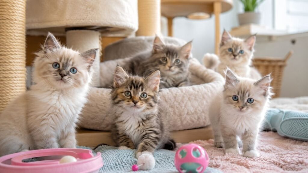 Breeder environment or adoption centre kittens