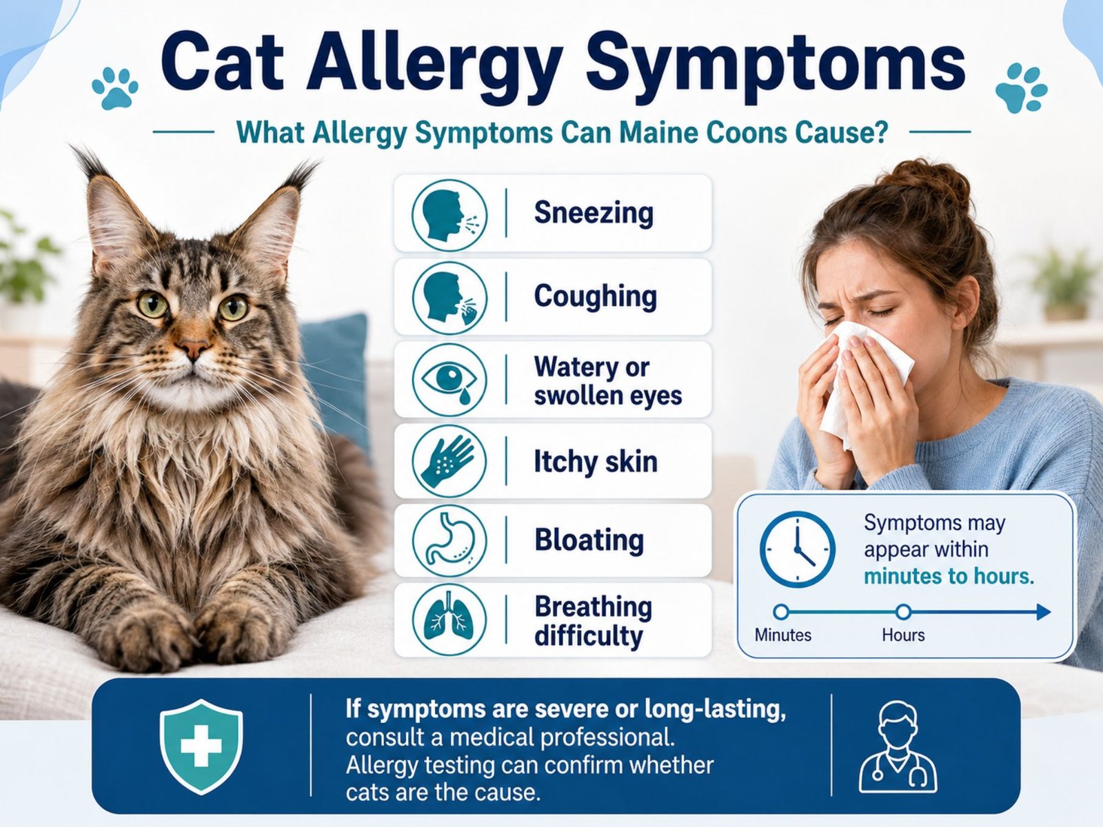 Cat allergy symptoms infographic