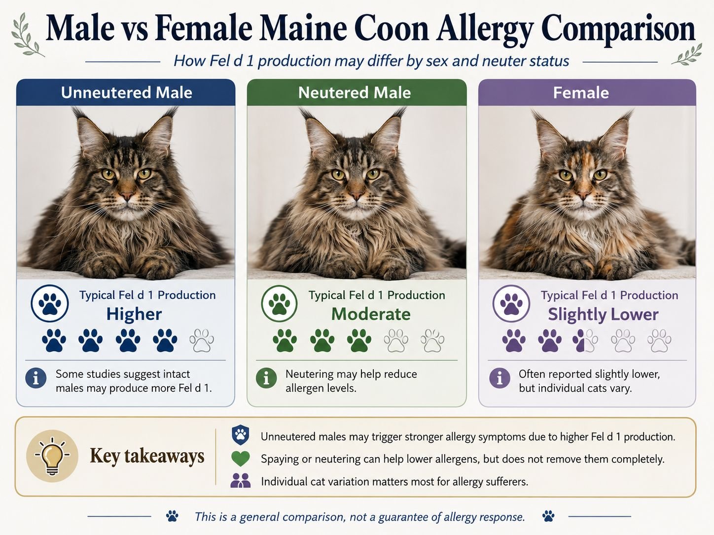 Male and female Maine Coon comparison