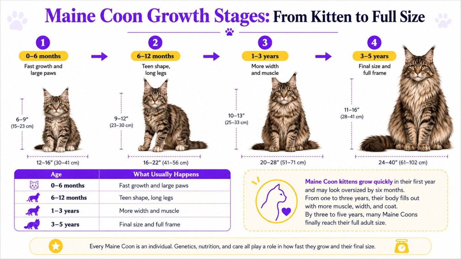 kitten to 5-year growth stages