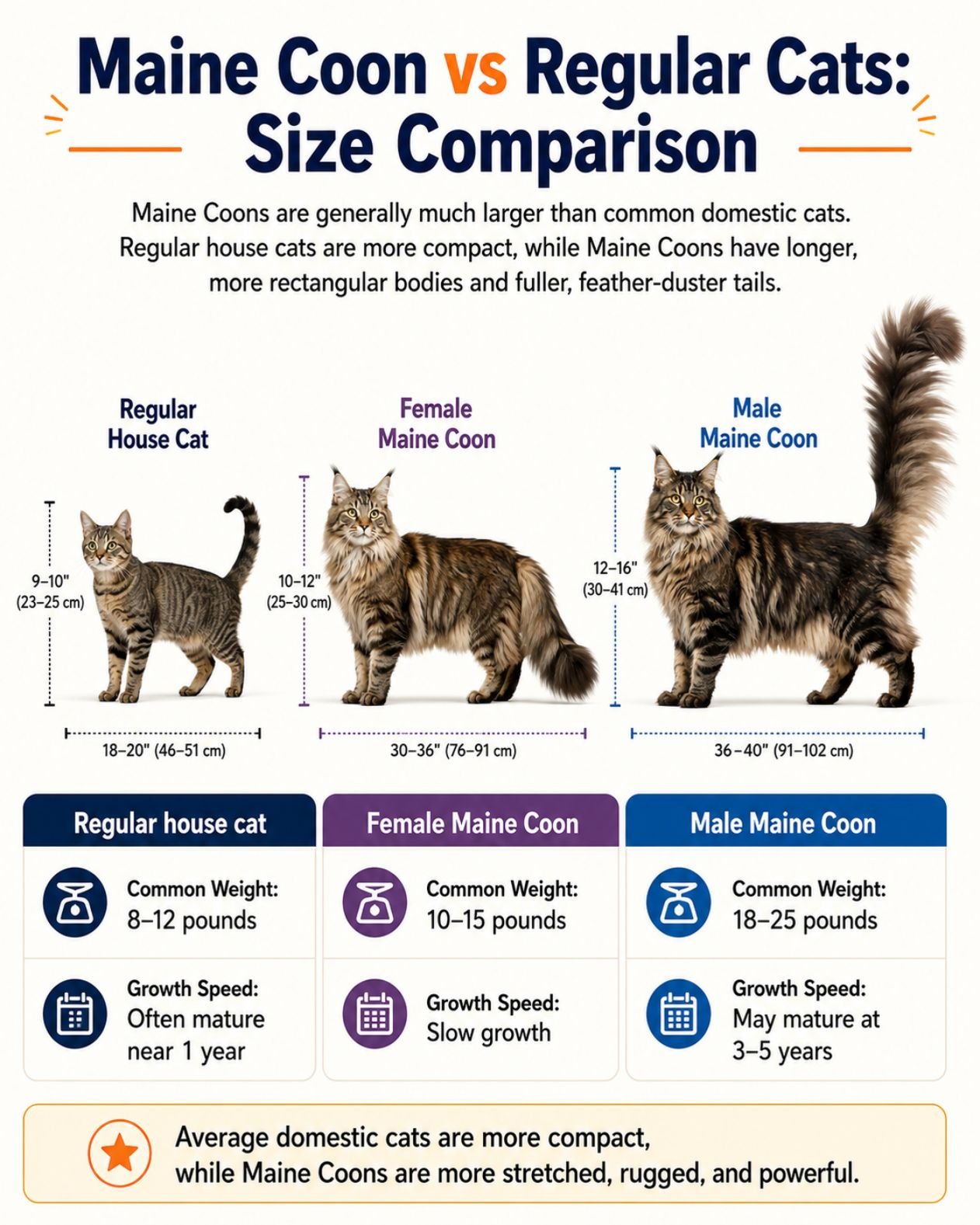 size comparison graphic Maine Coon vs regular cat