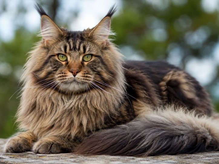 Close-up showing ear tufts, facial features, and fluffy tail